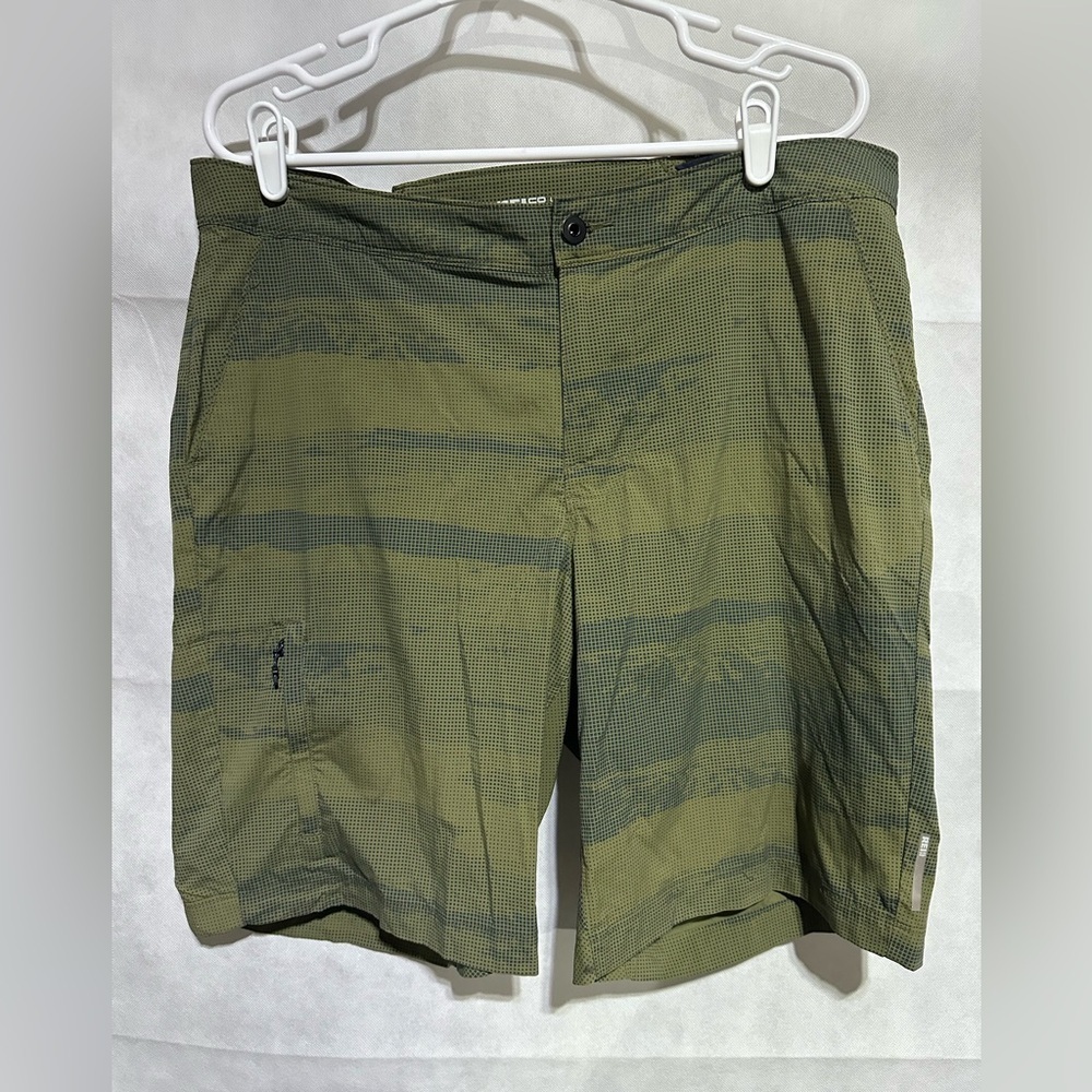REI Co-op Men’s L Adjustable Waist Shorts Quick Dry Nylon Green Black Camo Cargo